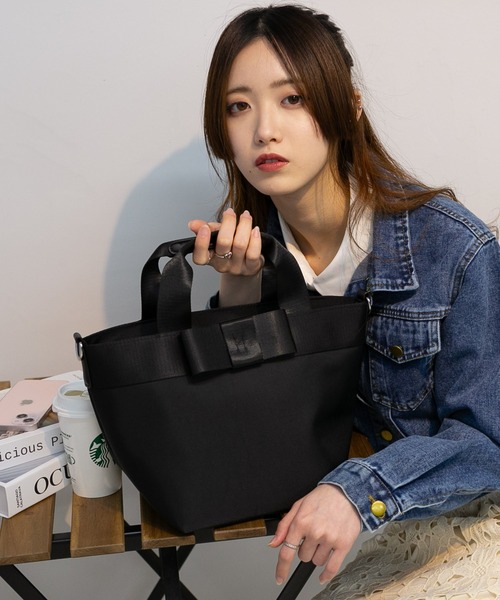 pumpkin port ショルダーバッグ バッグ リボン付き 幅広マチ