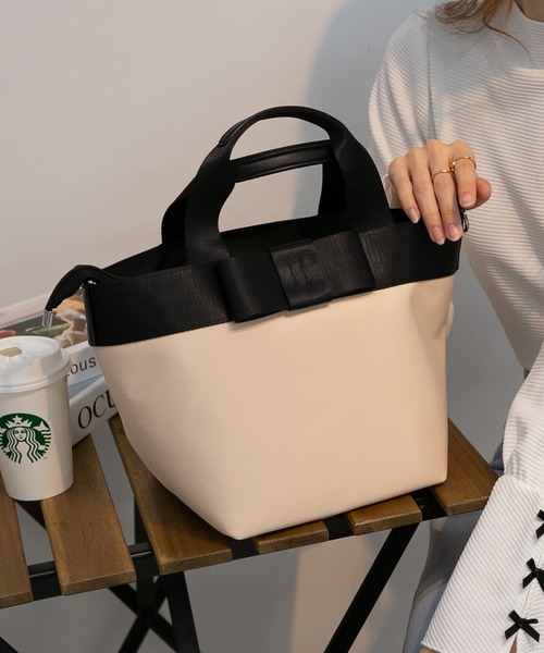 pumpkin port ショルダーバッグ バッグ リボン付き 幅広マチ