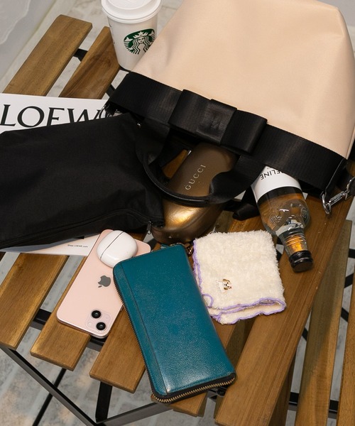 pumpkin port ショルダーバッグ バッグ リボン付き 幅広マチ