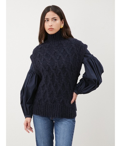 完売★Mila Owen ノースリーブポロニット ミラ オーウェン Mila Owen スリーブレスドライタッチポロニット