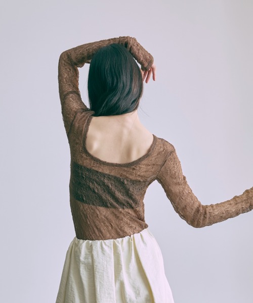 EN NEUME tシャツ Cut Lace 2Way Shirred Pullover レディース