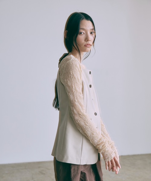 EN NEUME tシャツ Cut Lace 2Way Shirred Pullover レディース