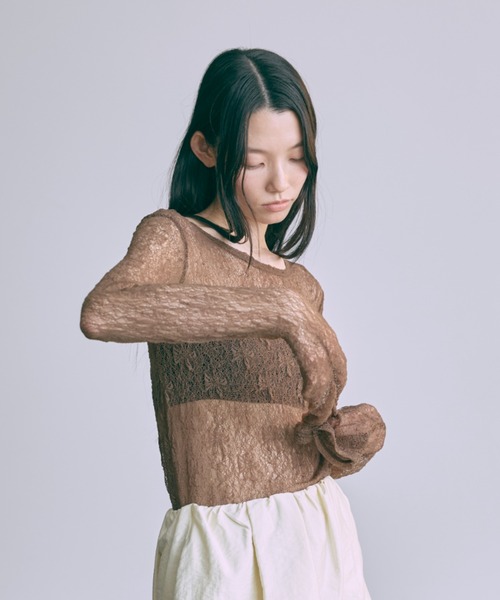 EN NEUME tシャツ Cut Lace 2Way Shirred Pullover レディース