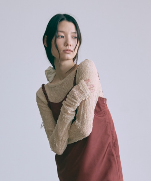 EN NEUME tシャツ Cut Lace 2Way Shirred Pullover レディース