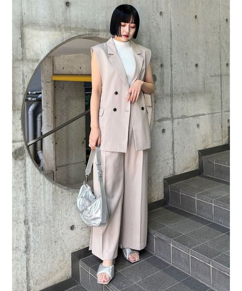 MURUA ベスト ジレ 「セットアップ対応」バックベルトテーラードジレ 