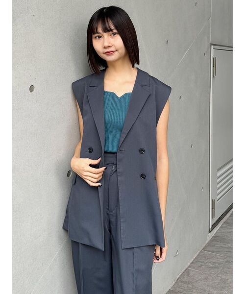Mina様　アルアバイル ダブルオックスミドルジレ テーラード ベスト ネイビー Mina様 アルアバイル ダブルオックスミドルジレ テーラード ベスト