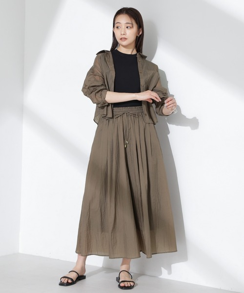 ブラウス シャツ ナイロンタッサークロップドシャツ（セットアップ可） レディース ナイロンタッサー クロップド シャツ（ セットアップ 可）