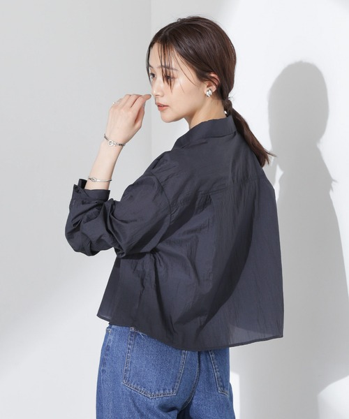 ブラウス シャツ ナイロンタッサークロップドシャツ（セットアップ可） レディース ナイロンタッサー クロップド シャツ（ セットアップ 可）