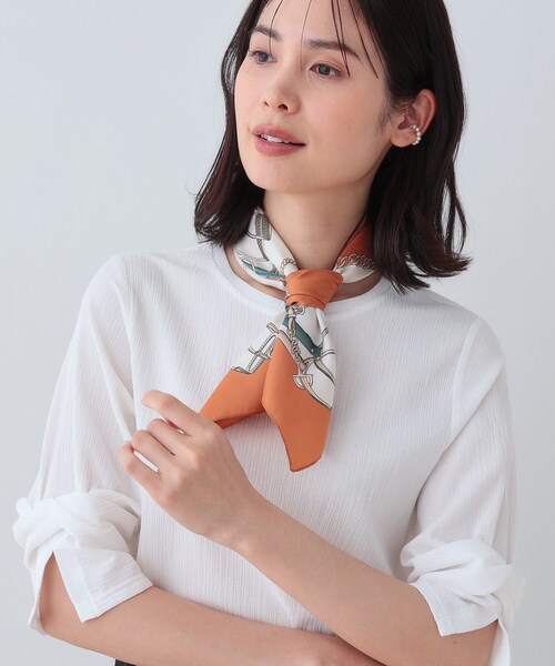 INDIVI tシャツ 「洗える／吸水速乾／UVケア」ねじりデザイン袖