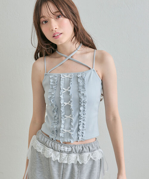 トリートユアセルフ(ホワイトフリルキャミソール バックオープン