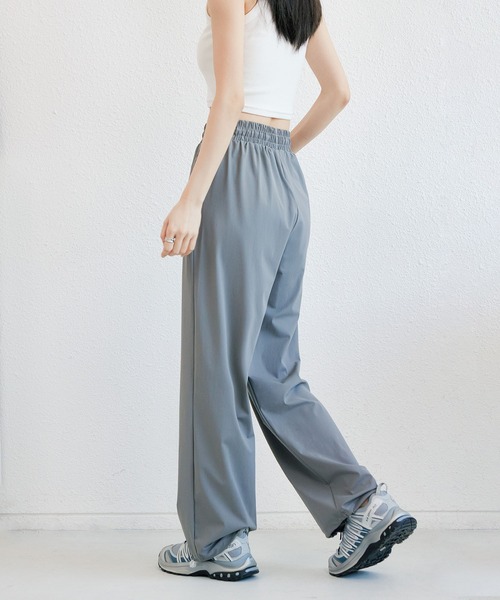 ワイドパンツ パンツ ウエスト紐 冷感フィットネスパンツ スポーツ