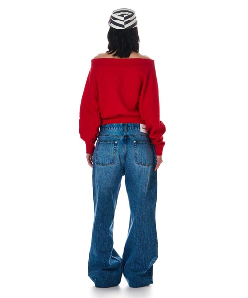 BEEDEN ロゴTシャツ＆ポーチ BEEDEN tシャツ OFF SHOULDER SIDE ZIP TOPS レディース