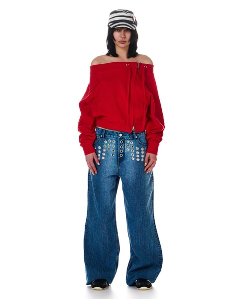 BEEDEN tシャツ OFF SHOULDER SIDE ZIP TOPS レディース