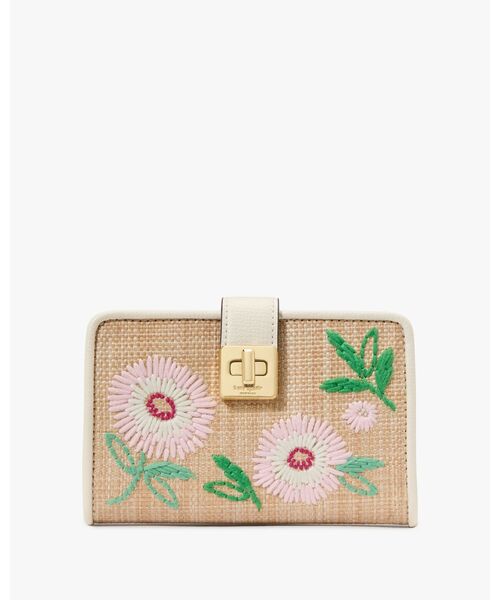 【kate spade】完売Phoebe花柄ストロー中財布 ターンロック付 kate spade new york｜フィービー フェスティバル フローラル