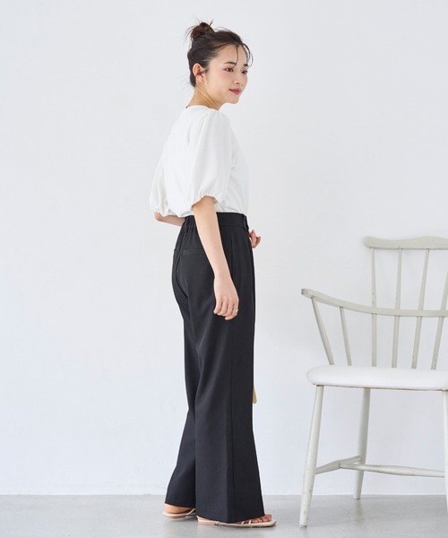 mil パンツ センタープリーツ フレアパンツ レディース