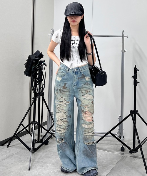 tシャツ ネックラインスタッズピチT レディース : ZOZOTOWN
