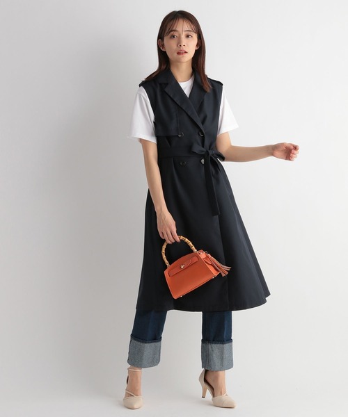 「Andemiu」 トレンチコート FREE ネイビー レディース_画像3