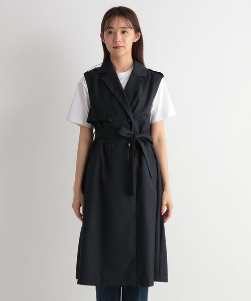 「Andemiu」 トレンチコート FREE ネイビー レディース_画像4