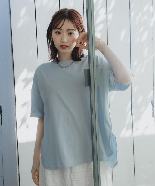 slattgir tシャツ 高身長 バックフリルデザインTシャツ（トール