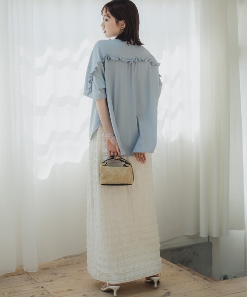 slattgir tシャツ 高身長 バックフリルデザインTシャツ（トール