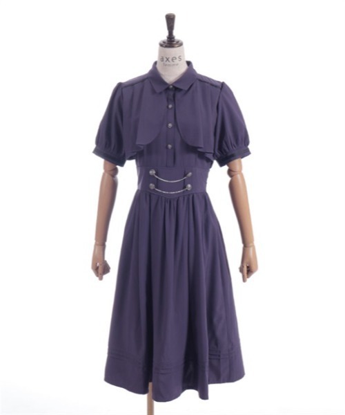 axes femme ワンピース ハイウエストフラシ半袖ワンピース