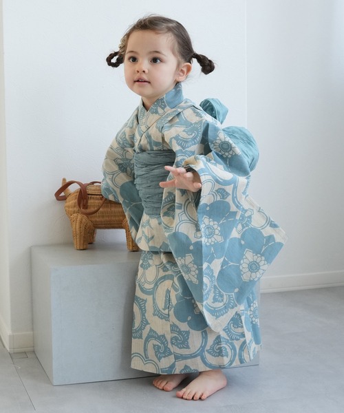 浴衣 キッズ浴衣3点セット 女の子 utatane×注染工房 kids 日本製注染 キッズ 子供 女の子
