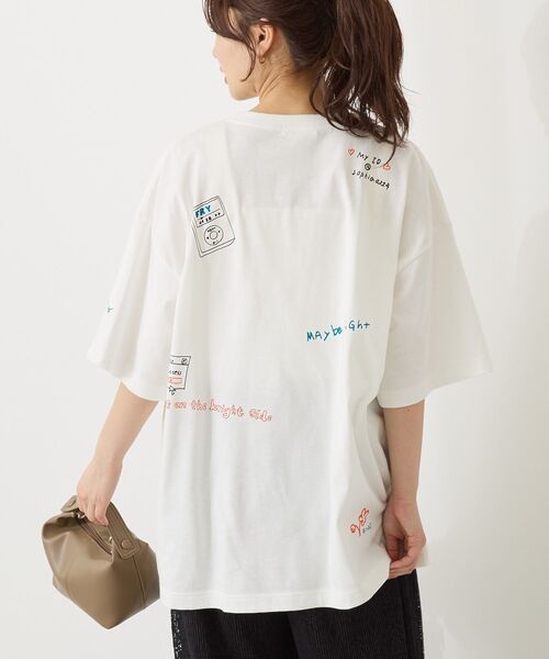 BOHELLE 売れ筋商品|||ボヘル Tシャツ トップス レディース Tops White AMERICAN HOLIC tシャツ 総柄ロゴ Tシャツ レディース