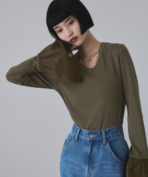 ADAM ET ROPE'（アダムエロペ） tシャツ カフスフレアーリブプル