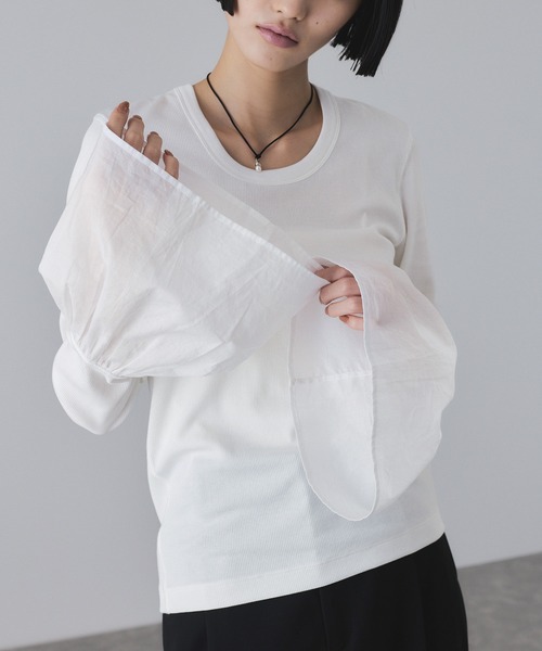 ADAM ET ROPE'（アダムエロペ） tシャツ カフスフレアーリブプル