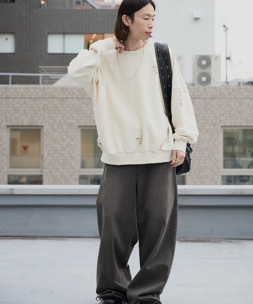 Theater code トレーナー スウェット Damage processing Crew neck