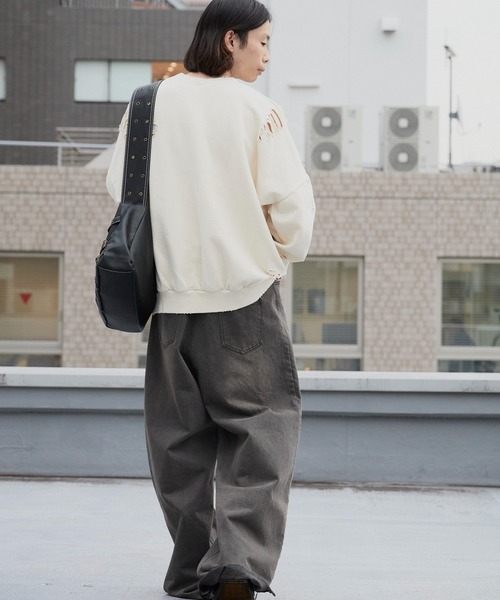 Theater code トレーナー スウェット Damage processing Crew neck