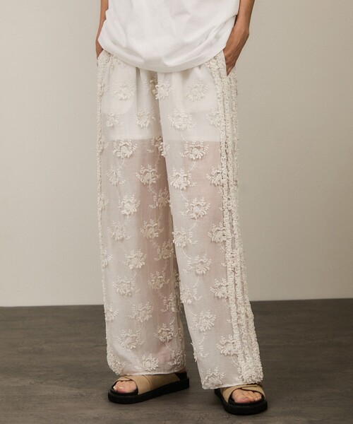 crinkle crinkle crinkle embroidery パンツ白 SALON adam et rope'（サロン アダム エ ロペ） パンツ 「crinkle