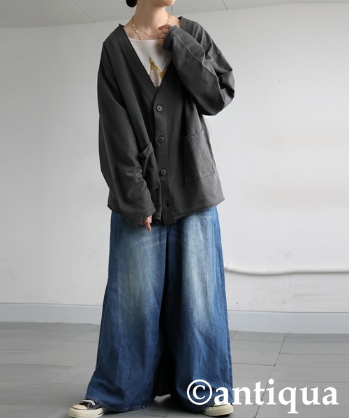 antiqua（アンティカ） カーディガン Vネックカーディガン レディース