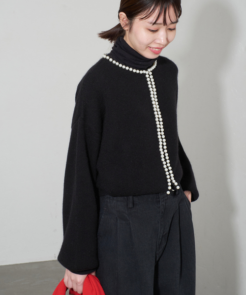 SLOBE IENA カーディガン パールカーディガン レディース