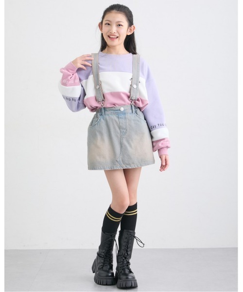 スカート サスペンダー付きデニムパンツインスカート キッズ 子供服