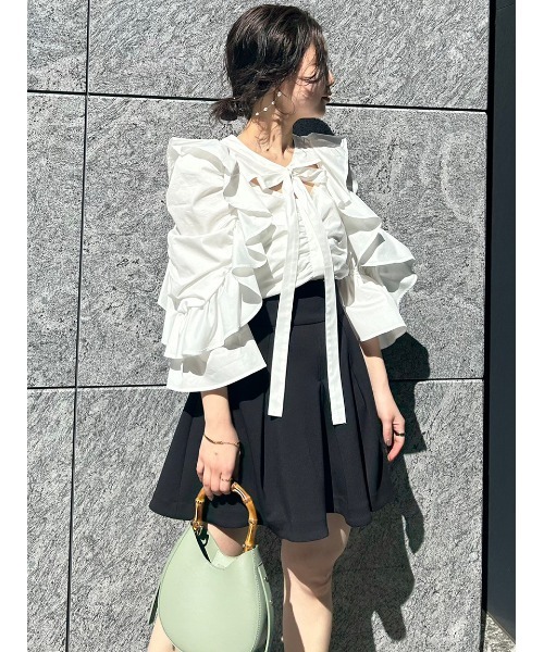 「SNIDEL」 フレアスカート 1 ベージュ レディース_画像3