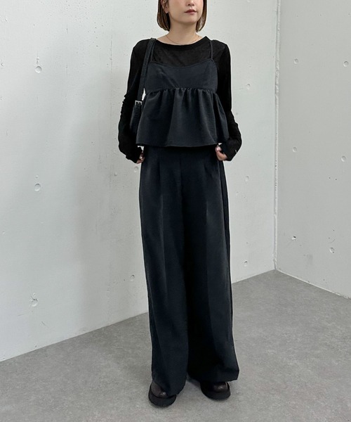 archives（アルシーヴ） パンツドレス ピーチペプラムビスチェ×ワイド