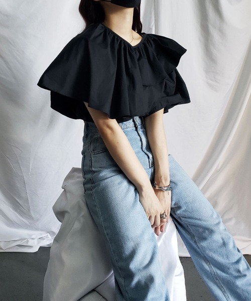 「me+em select」 半袖ブラウス FREE ブラック レディース_画像3