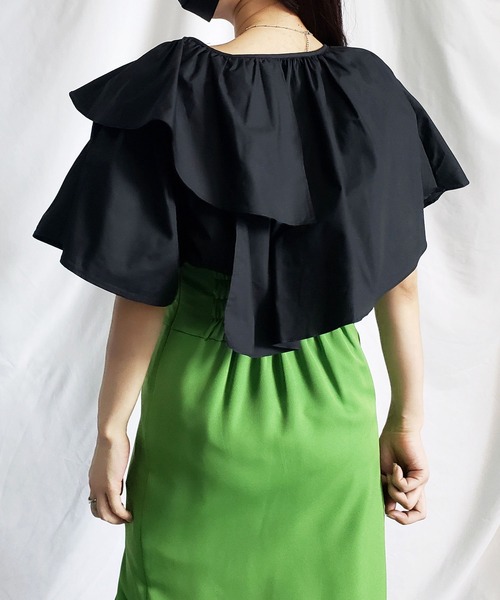 「me+em select」 半袖ブラウス FREE ブラック レディース_画像6