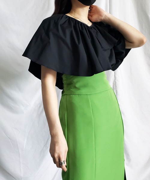 「me+em select」 半袖ブラウス FREE ブラック レディース_画像7