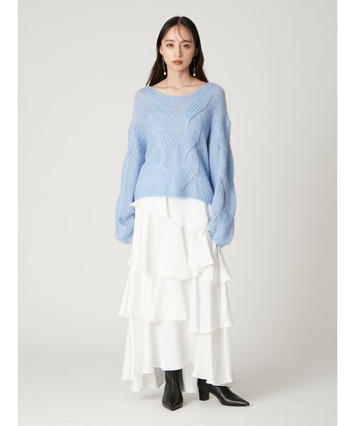 【新品未使用】FRAY I.Dサテンティアードスカート Mサイズ　ホワイト FRAY I.D（フレイ・アイディー） スカート サテンランダムティアード