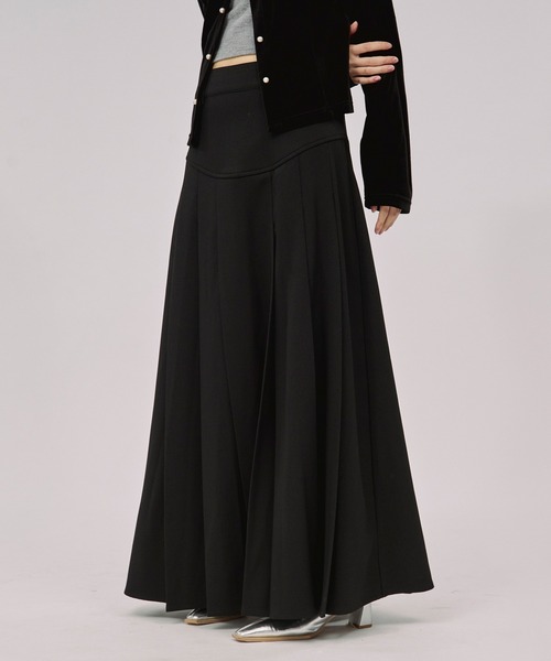 ハナイユキコ　くろ プリーツロングスカート Ezick ロング スカート corset pleats skirt コルセットボックス
