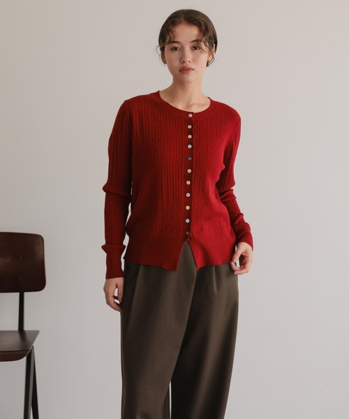 カラフルブロックデザイン長袖カーディガン HeRIN.CYE カーディガン Color block sheer cardigan カラーブロック