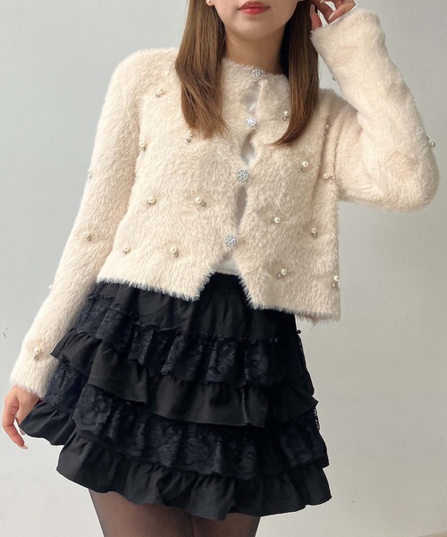 AS KNOW AS（アズノゥアズ） カーディガンキラキラビジュー付き