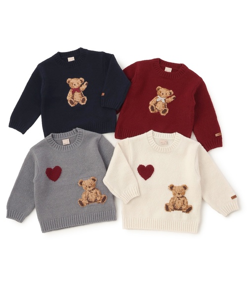 petit main ニット セーター 「フワもちっと」くまニットプルオーバー 