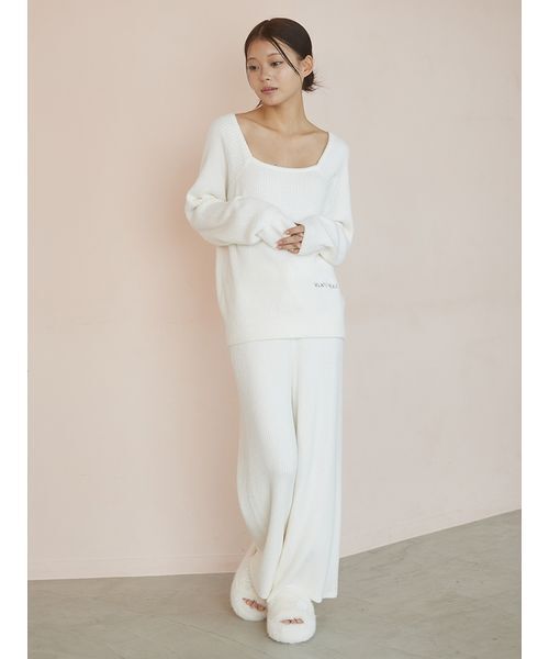 【新品未使用】gelato pique 長袖ルームウェア 上下セット ホワイト gelato pique（ジェラートピケ） パジャマ ルームウェア トーンアップ