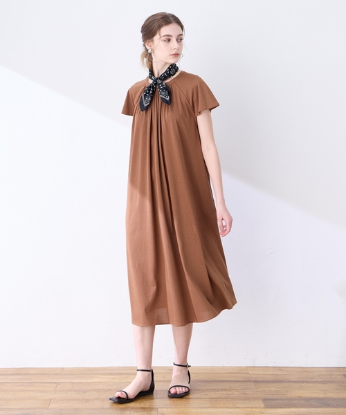 「LE SOUK HOLIDAY」 半袖ワンピース M ブラウン レディース_画像7