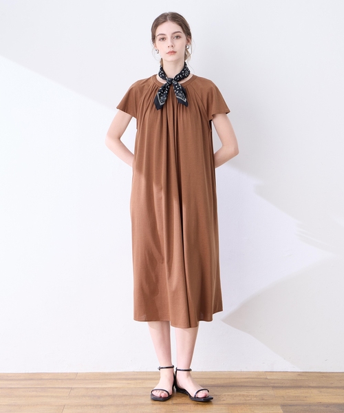 「LE SOUK HOLIDAY」 半袖ワンピース M ブラウン レディース_画像8