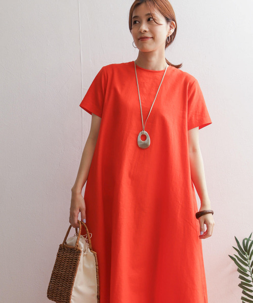 「URBAN RESEARCH DOORS」 半袖ワンピース MEDIUM レッド レディースの画像