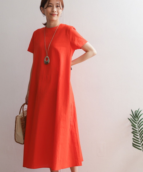 「URBAN RESEARCH DOORS」 半袖ワンピース MEDIUM レッド レディースの画像